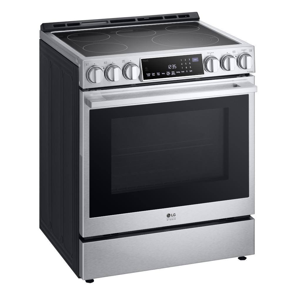 LG STUDIO 30 in. 6.3 cu. ft. Instaview Slide-In Electric Range W ProBake Air Fry Air Sous Vide and EasyClean in Stainless Steel LSES6338F