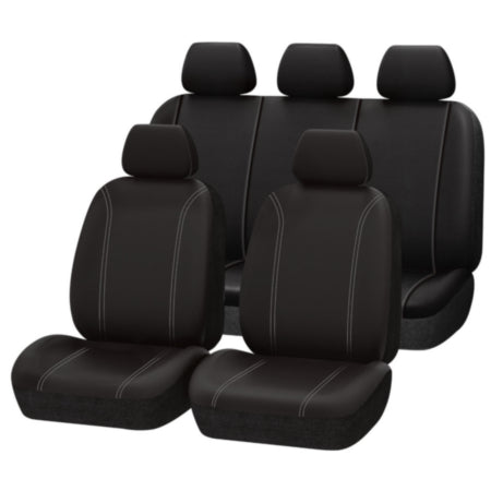 Autocraft Car and SUV Seat Cover， Black Neoprene， Sporty， Universal， Low Back， Water Resistant， Full Set