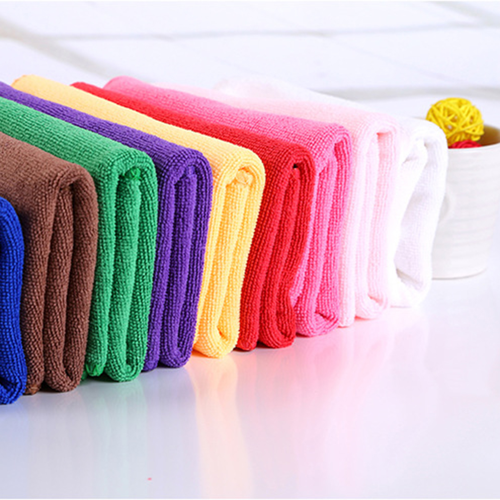 HEVIRGO 10 Pcs Towel Soft Square Shape Polyester Microfiber Household Hand Cloth for Kitchen