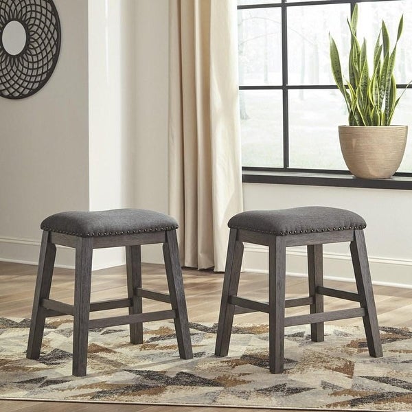 Ashley D388-024 Antiqued Gray Wash Finish Counter Height Stool 6-Pack - 16.13 in. L X 21.25 in. W X 24 in. H