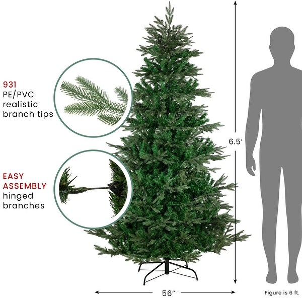 real touch™️ full hudson fir artificial christmas tree unlit 6.5'