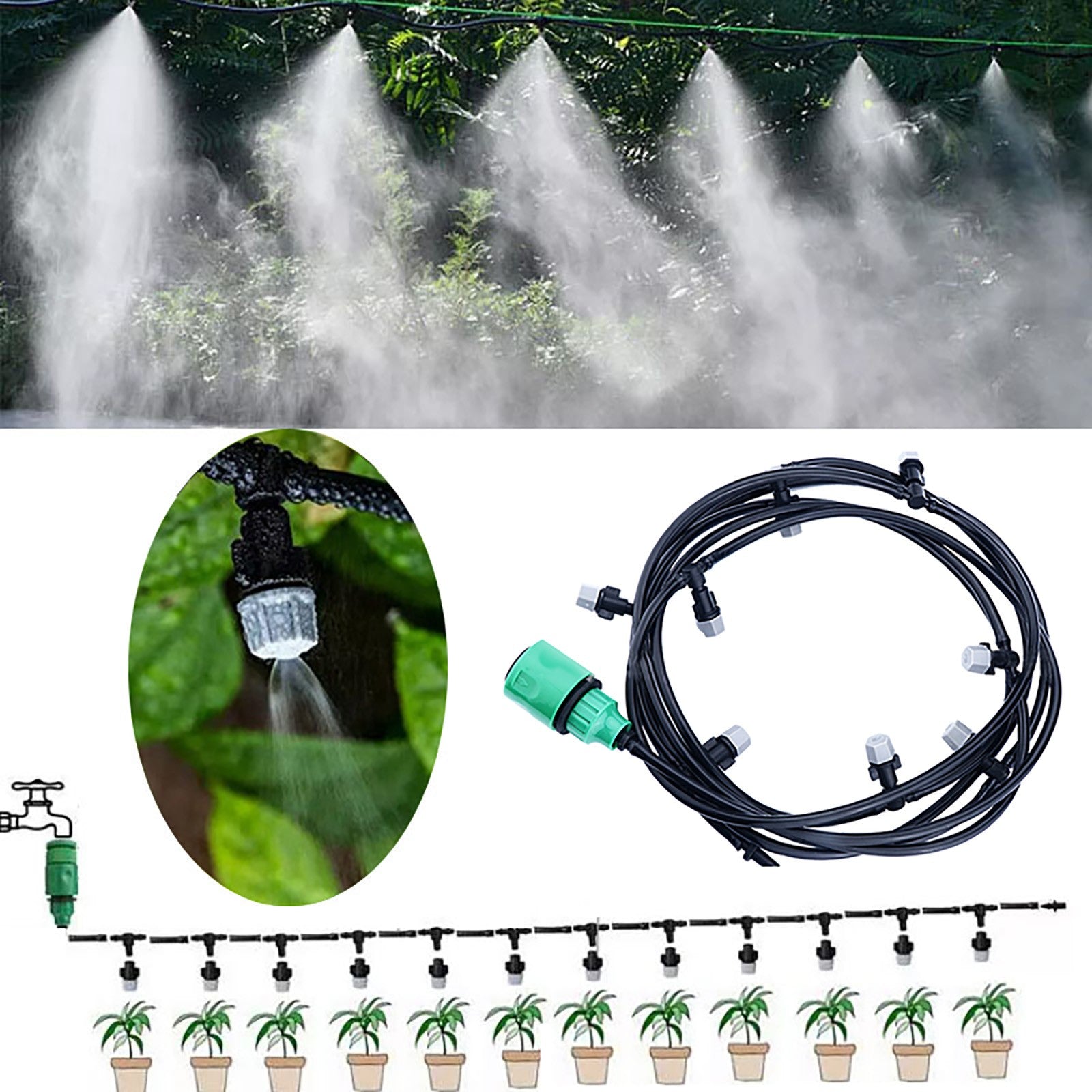 Jpgif Misting Cooling System Outdoor Misting System For Patio Garden Trampoline Greenh