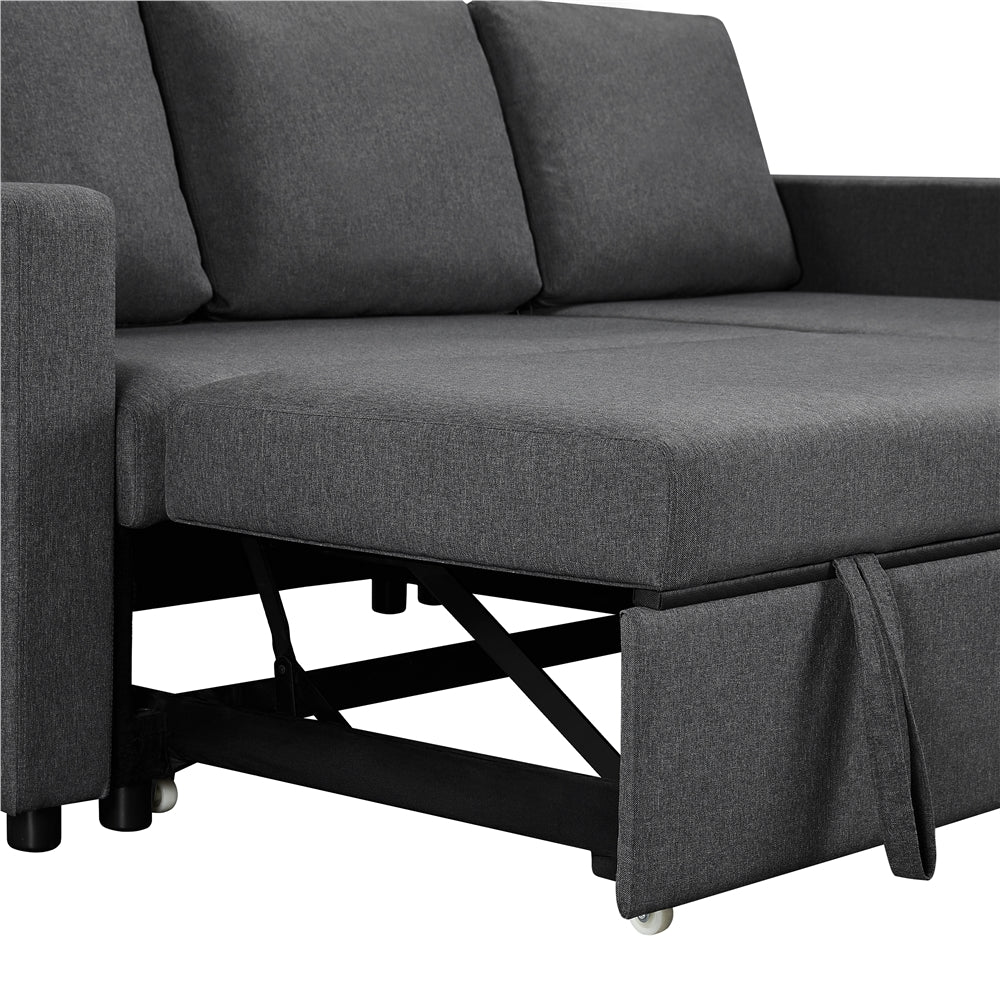 Yaheetech L-Shaped Reversible Sofa with Pull Out Bed & Storage For Limited Spaces, Dark Gray