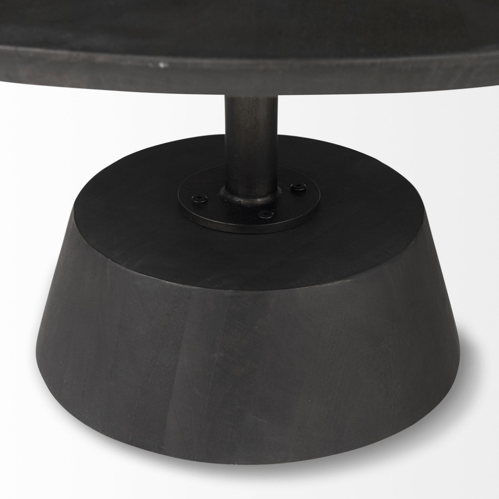 Black Wooden Pedestal Base Coffee Table   Industrial   Coffee Tables   by HomeRoots  Houzz