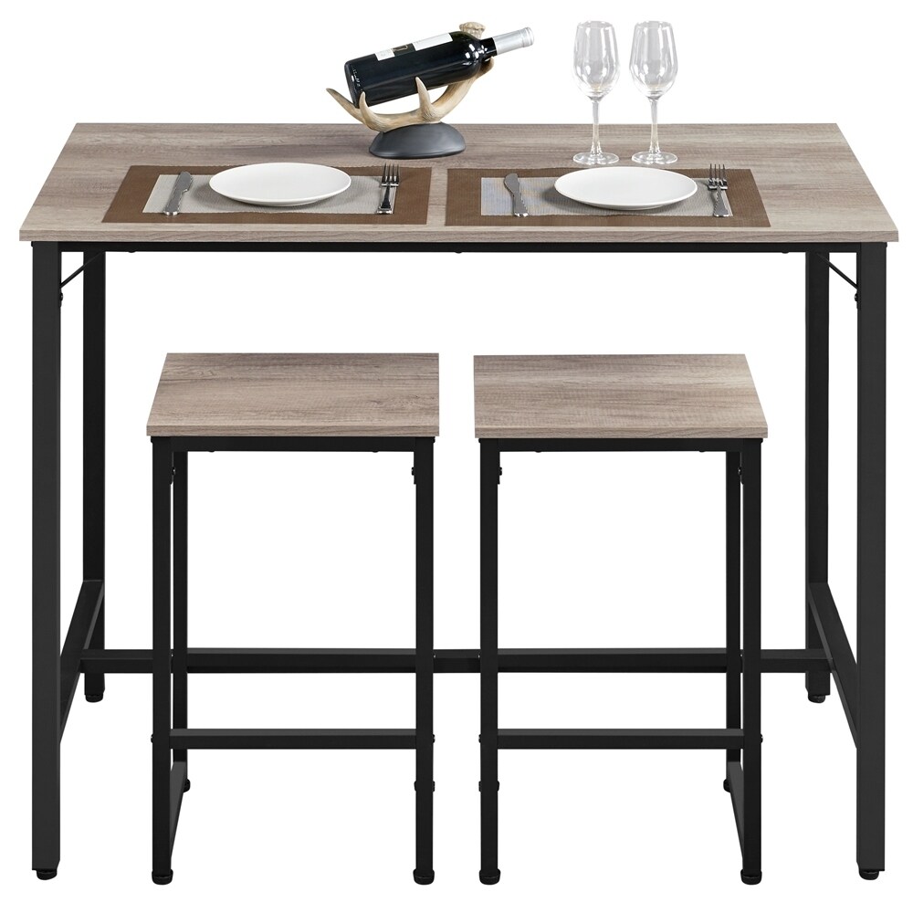 Yaheetech 3 Piece Counter Height Dining Table Set with Backless Stools