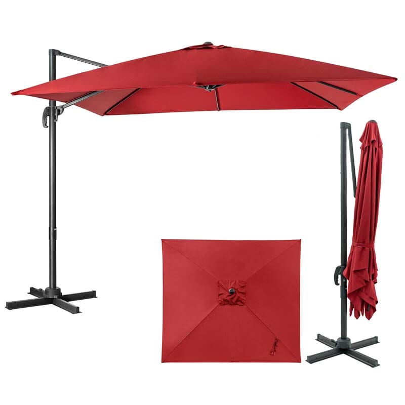 10 x 10 FT Square Patio Umbrella, 3-Tilt Cantilever Offset Umbrella, Large Outdoor Market Umbrella with Crossed Base