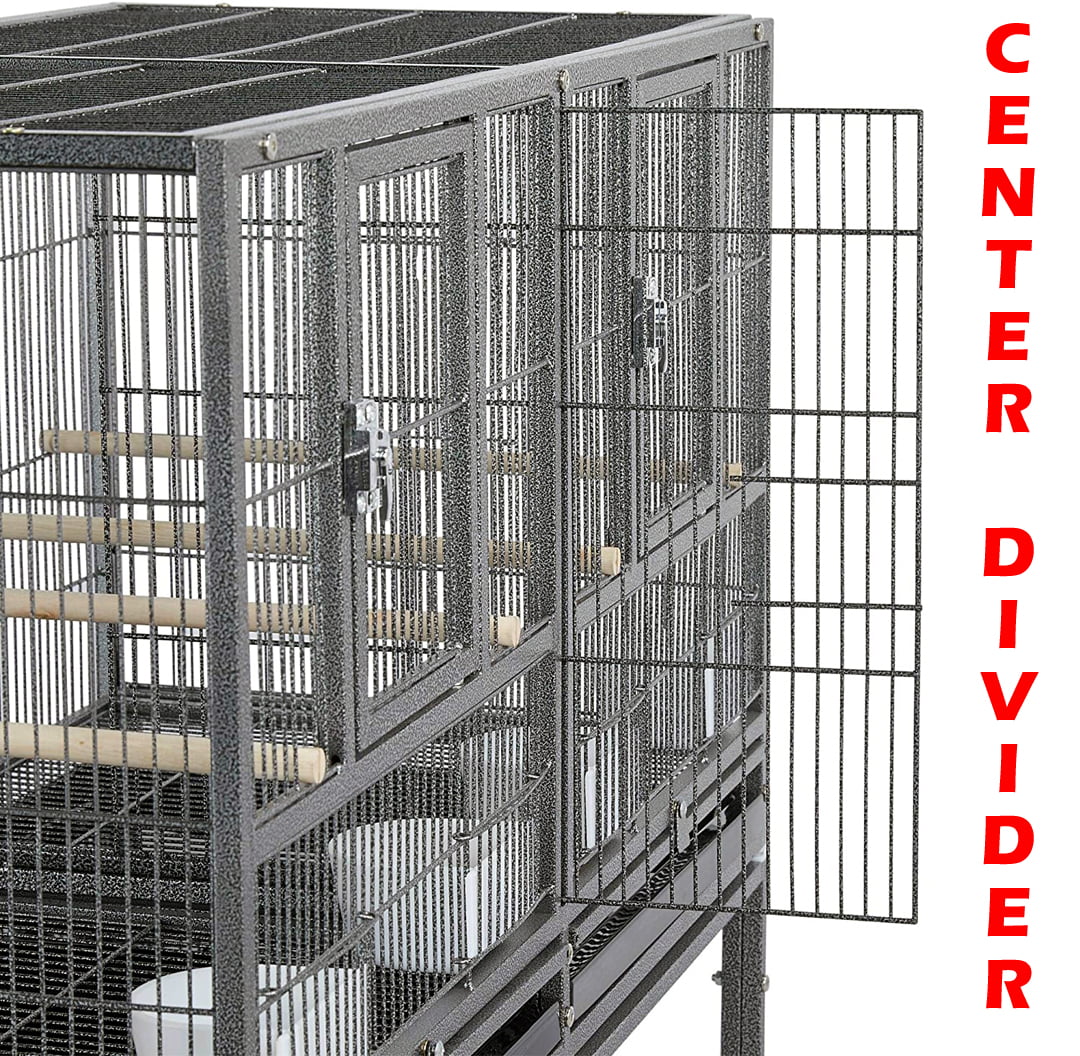 Stackable Bird Flight Breeder Cage Center Divider Side Nesting Box Doors Metal Bird Cage with Rolling Stand for Small Birds Lovebirds Finch Canaries Parakeets Cockatiels Budgies