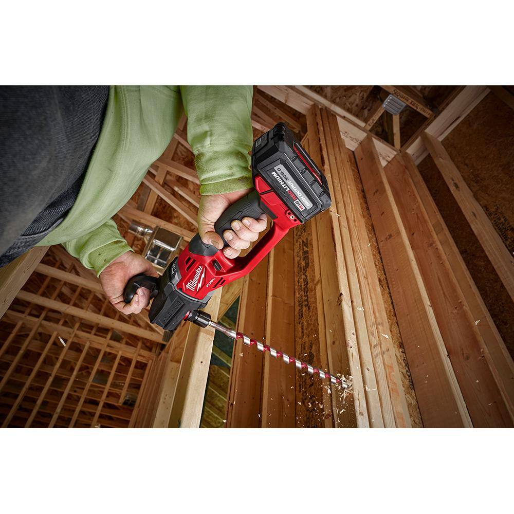 MW M18 FUEL 18V Lithium-Ion Brushless Cordless Hole Hawg 716 in. Right Angle Drill W Quick-Lok (Tool-Only) 2808-20