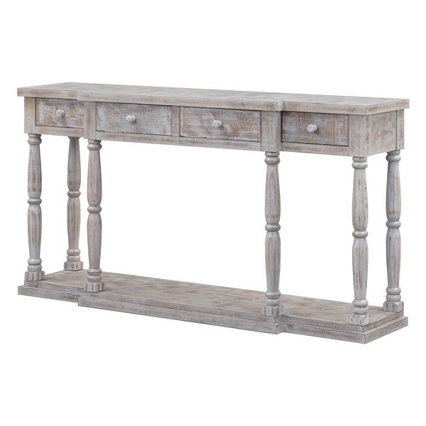 Solid Wood Console Table w/4 Drawers and Shelf for Hallway， Living Room