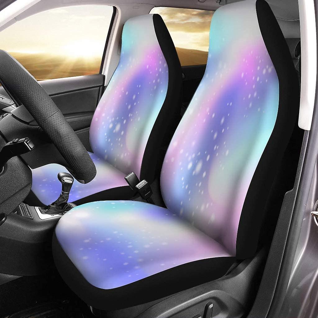 Set Of 2 Car Seat Covers Pink Girlie Unicorn Color Gradient Universe Blue Rainbow Cosmos Universal Auto Front Seats Protector Fits