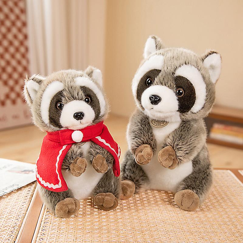 Born Pretty Stuffed Lifelike Raccoon Plushie Cute Simulation Raccoon With  Hero Cloak Plush Toy Fluffy Forest Aniamls Kids Doll For Boy