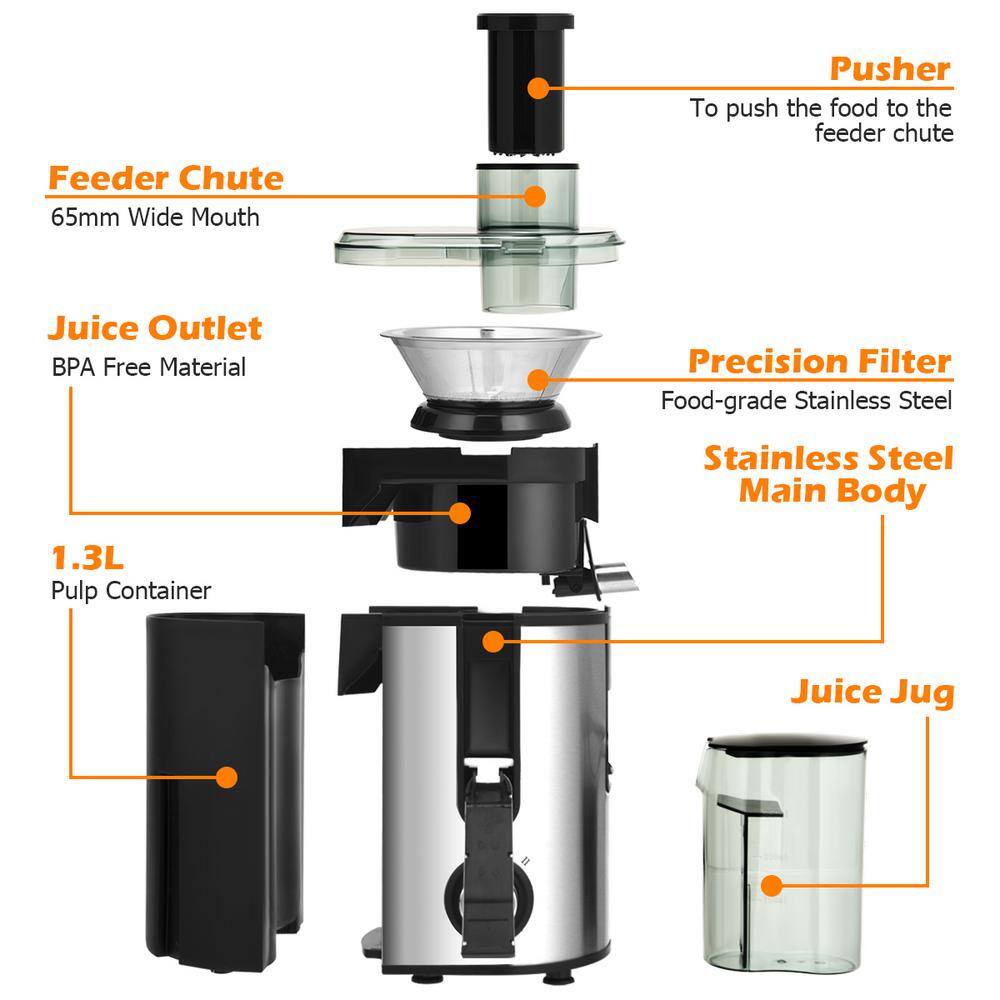 Costway 400-Watt 44 oz. Silver Masticating Juicer with Dual-Speed EP24399