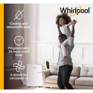 Whirlpool 13000 BTU (8000 BTU DOE) Portable HeatCool Air Conditioner with Remote Digital Display Timer Auto Restart in White WHAP13HBWC