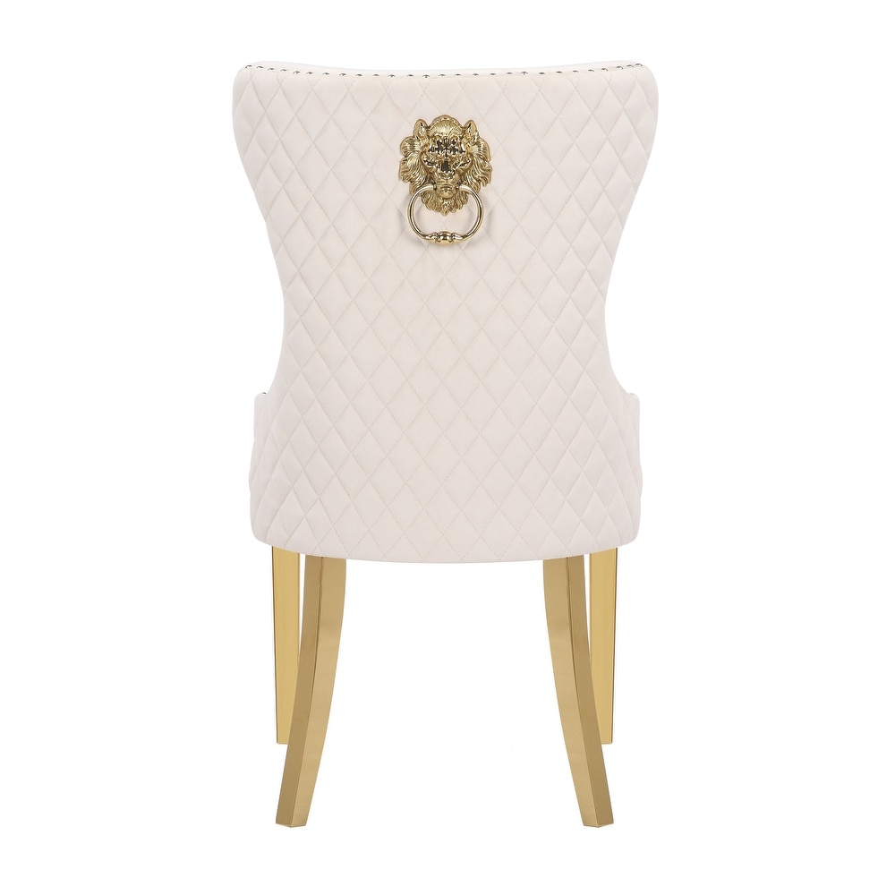 Simba Gold Legs Dinning Chair Finish with Velvet Fabric   2 Chair per Box