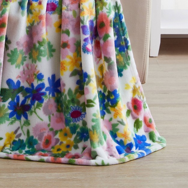 Oversized Field Of Dream Floral Plush Throw Blanket Vcny Home