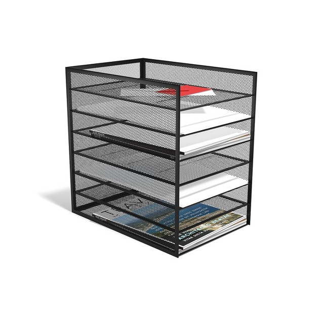 Tru Red 6 Compartment Wire Mesh File Organizer Matte Black Tr57565 cc