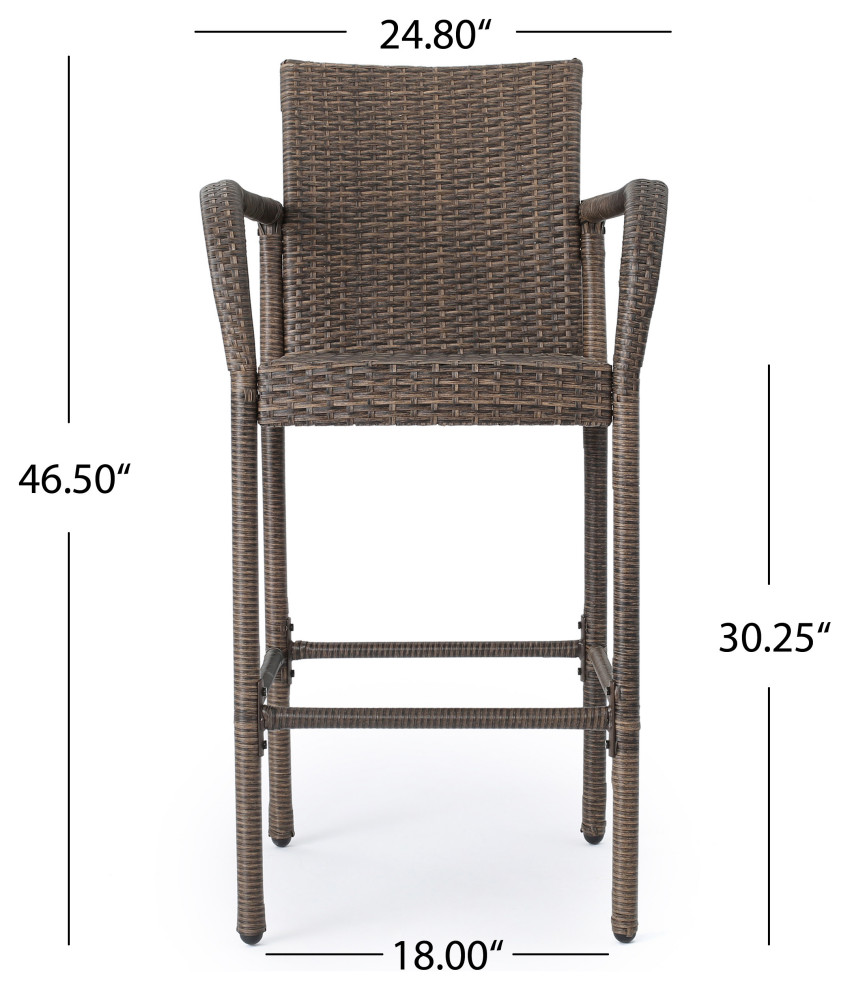 GDF Studio Conquista Outdoor Mix Mocha Wicker Barstool   Tropical   Outdoor Bar Stools And Counter Stools   by GDFStudio  Houzz