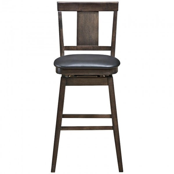 29 inch Swivel Upholstered Counter Height Bar Stool with Rubber Wood Legs - 18.5'' x 18'' x 44.5'' (L x W x H)