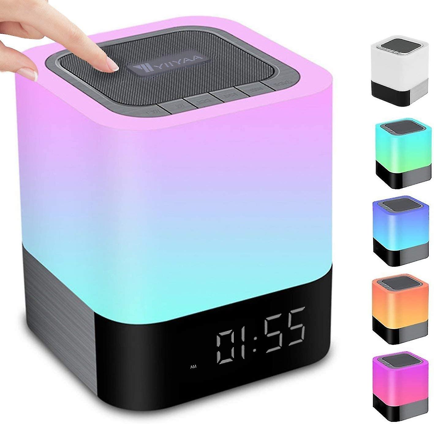 5-in-1 Wireless Bluetooth Portable Speaker - Dimmable Bedside Lamp and Touch Control - Digital Alarm Clock - Hands-free Function， Mp3 Player， Speakerpho