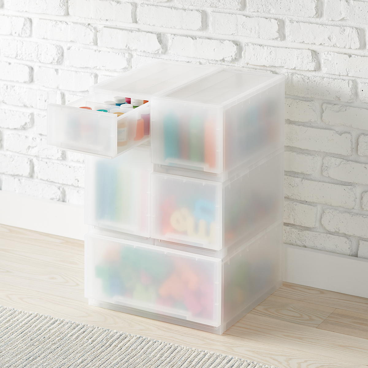 Grey Opaque Modular Stackable Drawers