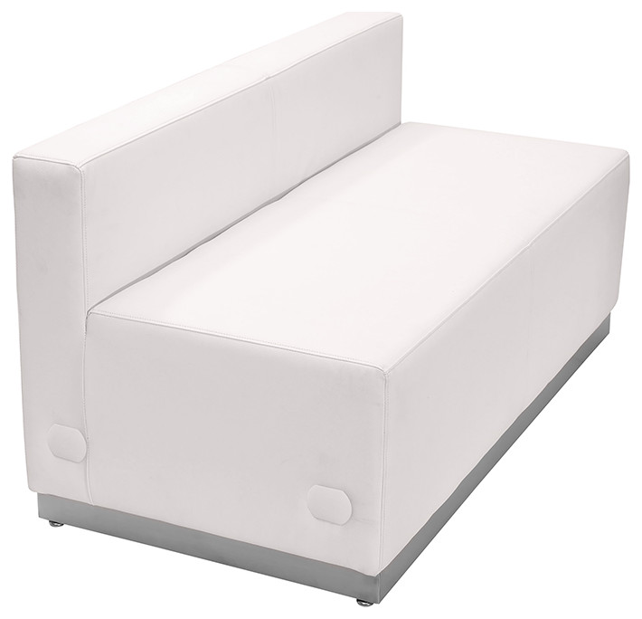 Melrose White LeatherSoft Loveseat with Brushed Stainless Steel Base   Contemporary   Loveseats   by First of a Kind USA Inc  Houzz