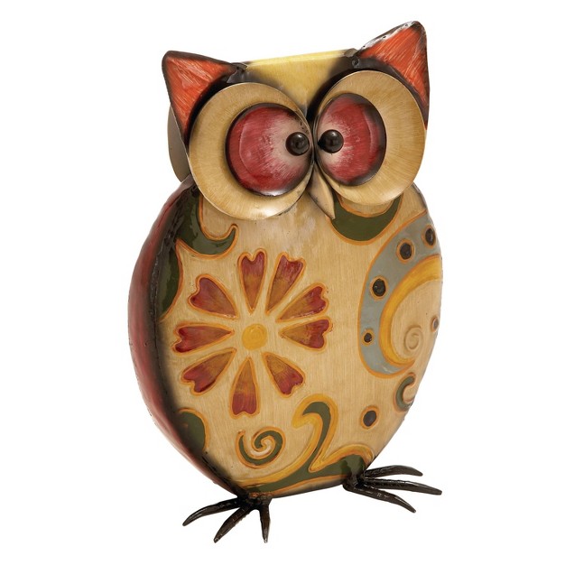 Eclectic Metal Owl Garden Sculpture Yellow Olivia amp May