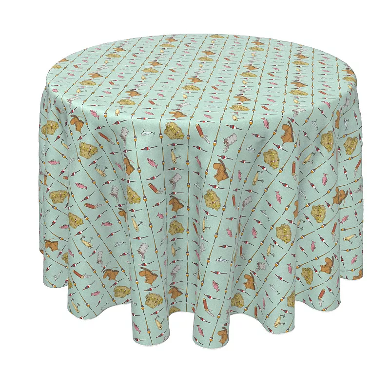 Round Tablecloth， 100% Polyester， 60 Round， Fishing Gear