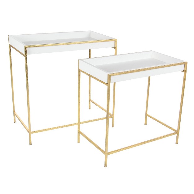 Set Of 2 Contemporary Metal Console Tables Gold Olivia amp May