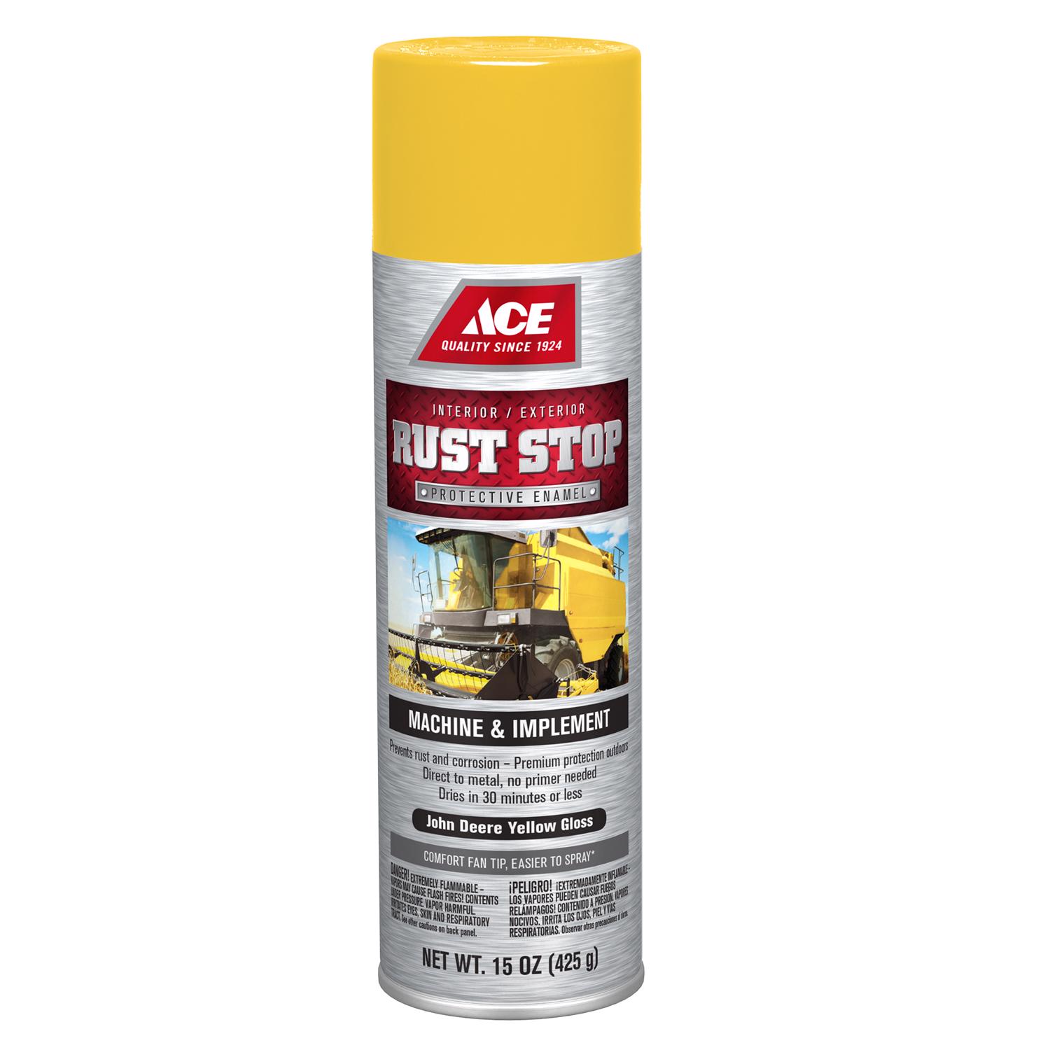 Ace Rust Stop Machine \u0026 Implement Gloss John Deere Yellow Protective Enamel Spray Paint 15 oz