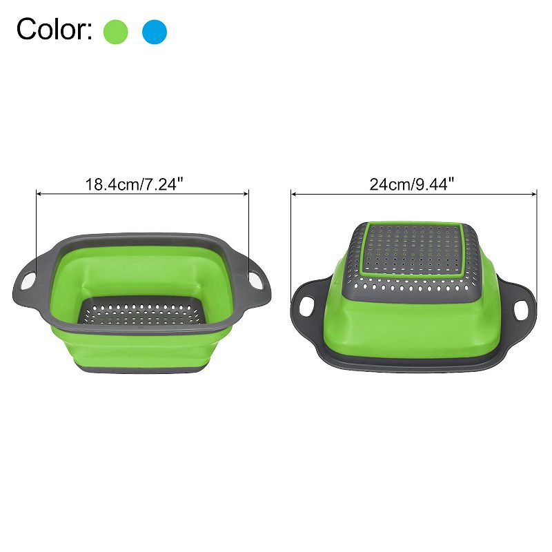 Collapsible Colander Set， 2 Pcs Silicone Square Strainer， Small