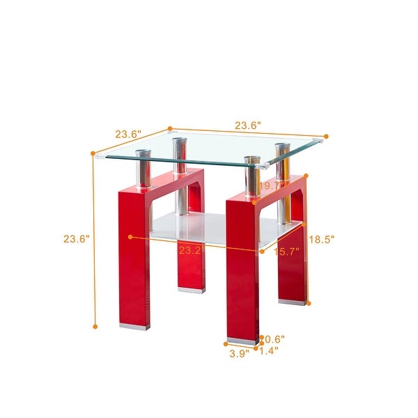 Glass Top Square Double-Layer End Table