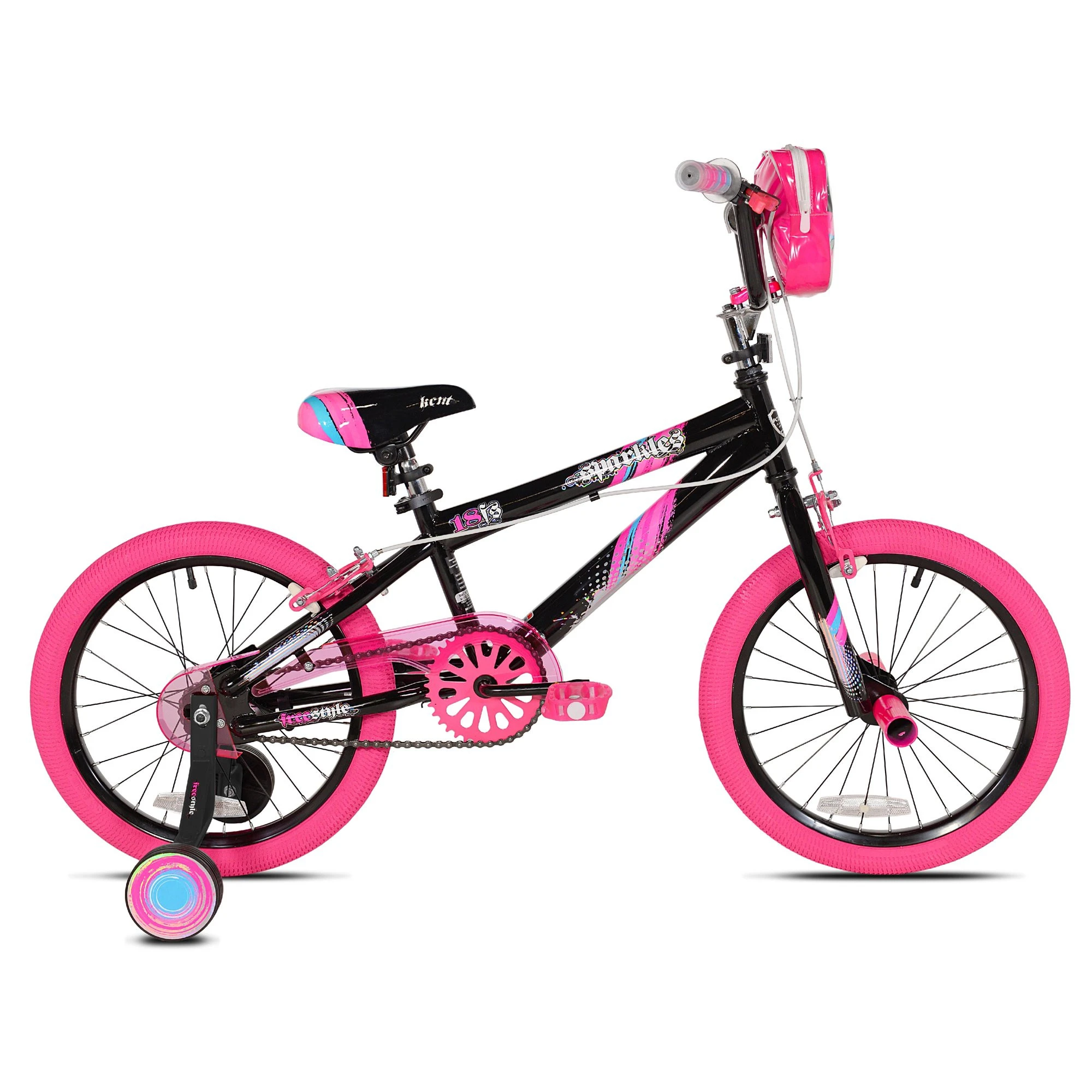 Kent 18 In. Sparkles Girl's Bike， Black and Pink