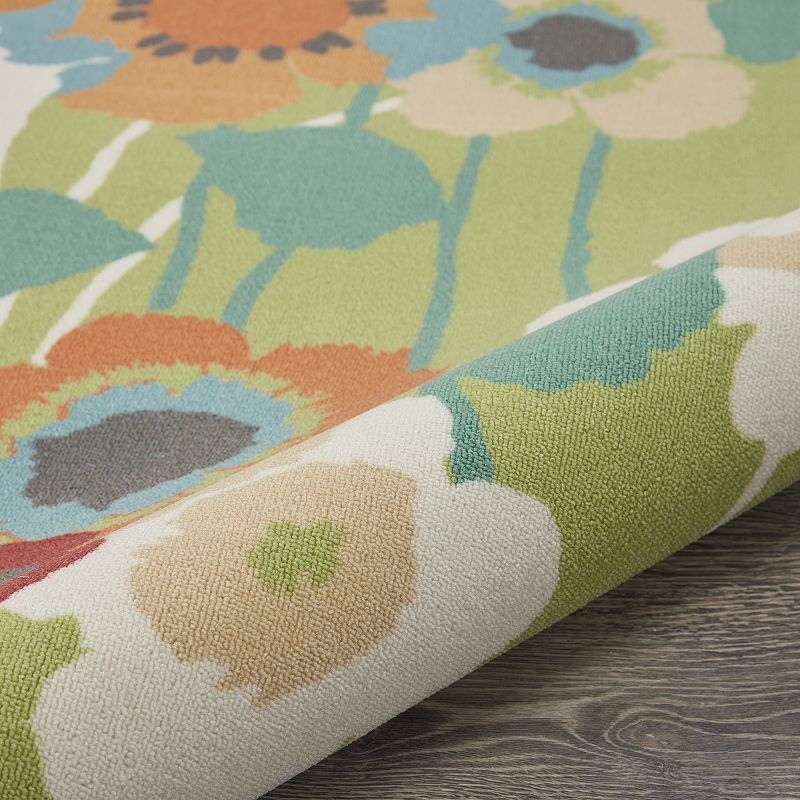 Waverly Sun N' Shade Pick A Poppy Floral Indoor Outdoor Rug