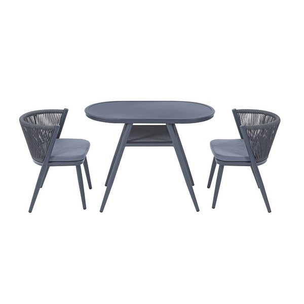 Small Space MidCentury Modern 3Piece Aluminum Outdoor Bistro Set by Furniture of America