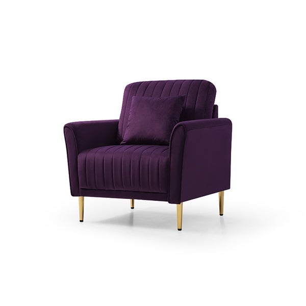 Modern Soft Velvet Living Room Chair， Upholstered Accent Armchair Side Chair With Gold Legs