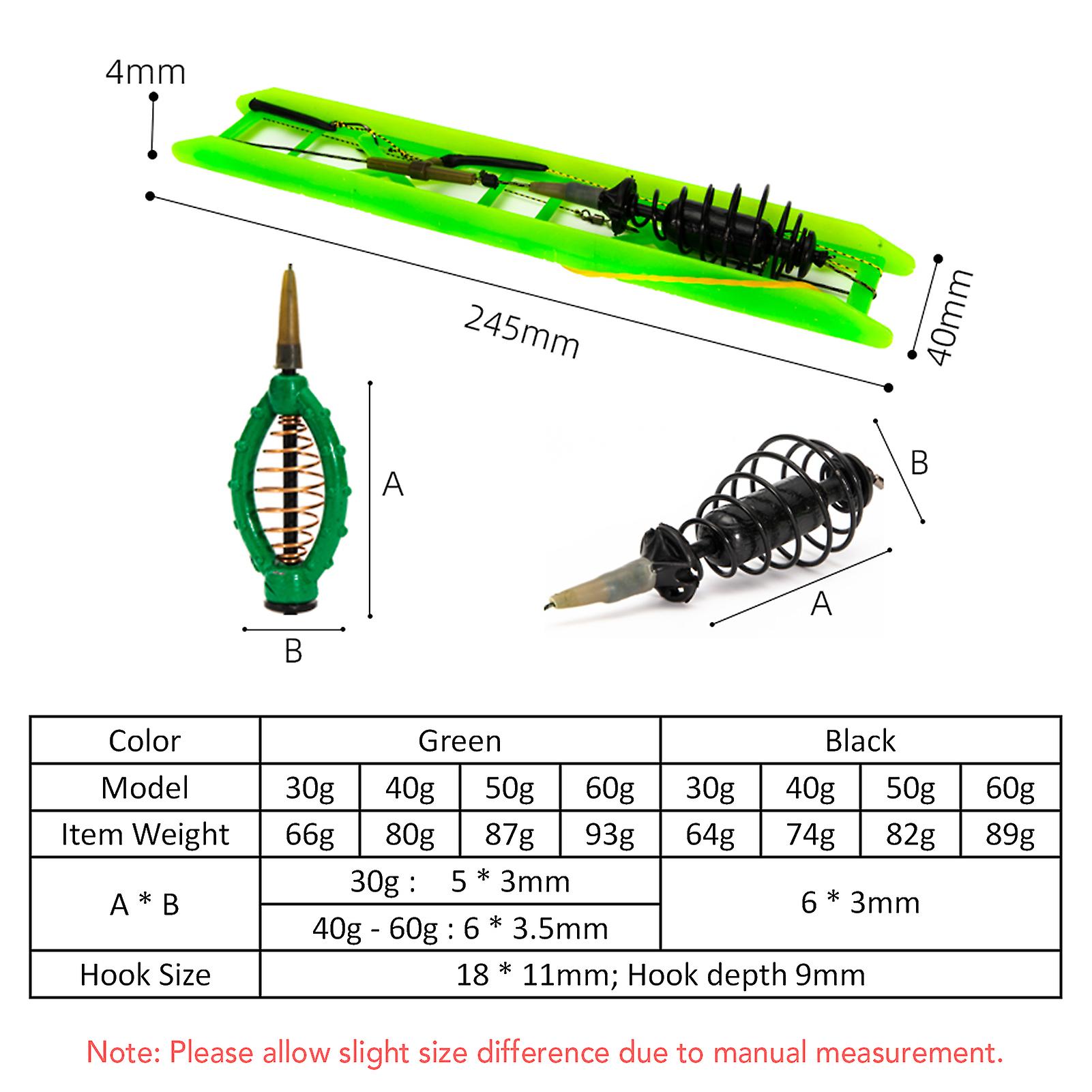 30g/40g/50g/60g Fishing Bait Cage Spring Feeder Fishing Bait Lure Trap Basket Holder With Hooks Carp Fishing Tackle Multicolor 1pcs