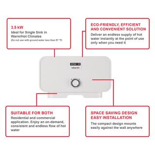 ATMOR 3.5kW120V 0.5 GPM Point-of-Use 1-Sink Electric Tankless Water Heater with Pressure Relief Device (2-Pack) AT-35WH-HD2PK