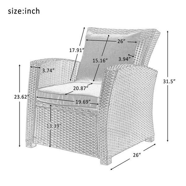 4-Piece Conversation Set Outdoor Patio Wicker Sofa Set with Cushions - Overstock - 37158819