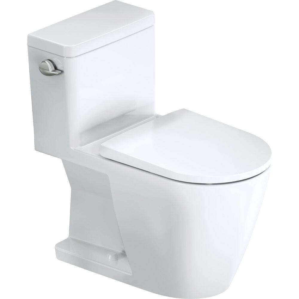 Duravit D-Neo 1-piece 1.28 GPF Single Flush Round Toilet in. White Seat Not Included 20080100U3