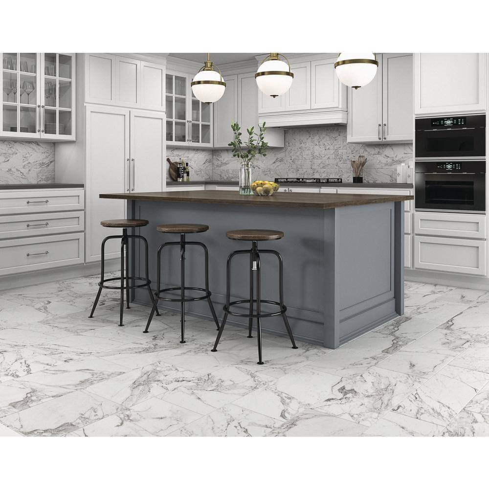 Marazzi EpicClean Milton Arabescato Marble 12 in. x 12 in. Glazed Ceramic Mosaic Tile (1 sq. ft.  piece) ML4022ECHD1P2