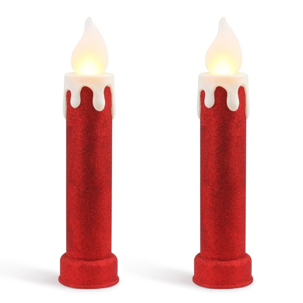 Led Blow Mold Retro Metallic Candle Outdoor Christmas Decoration set Of 2