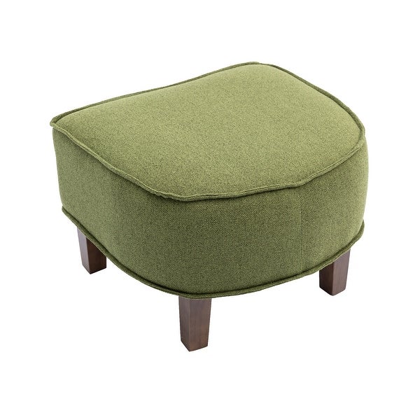 Modern Barrel Chair Mid Century Upholstered Accent Chair Round Arms Chair with Ottoman， Green