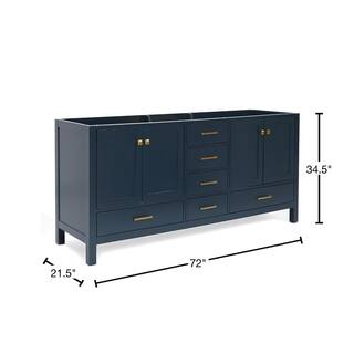 ARIEL Cambridge 72 in. W x 21.5 in. D Vanity Cabinet Only in Midnight Blue A073D-BC-MNB