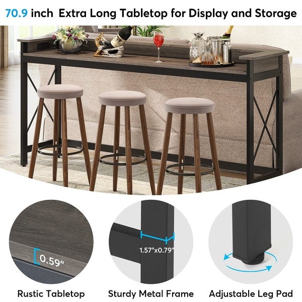 Console Table with Outlets and USB Ports， 71 inch Long Sofa Table Behind Couch