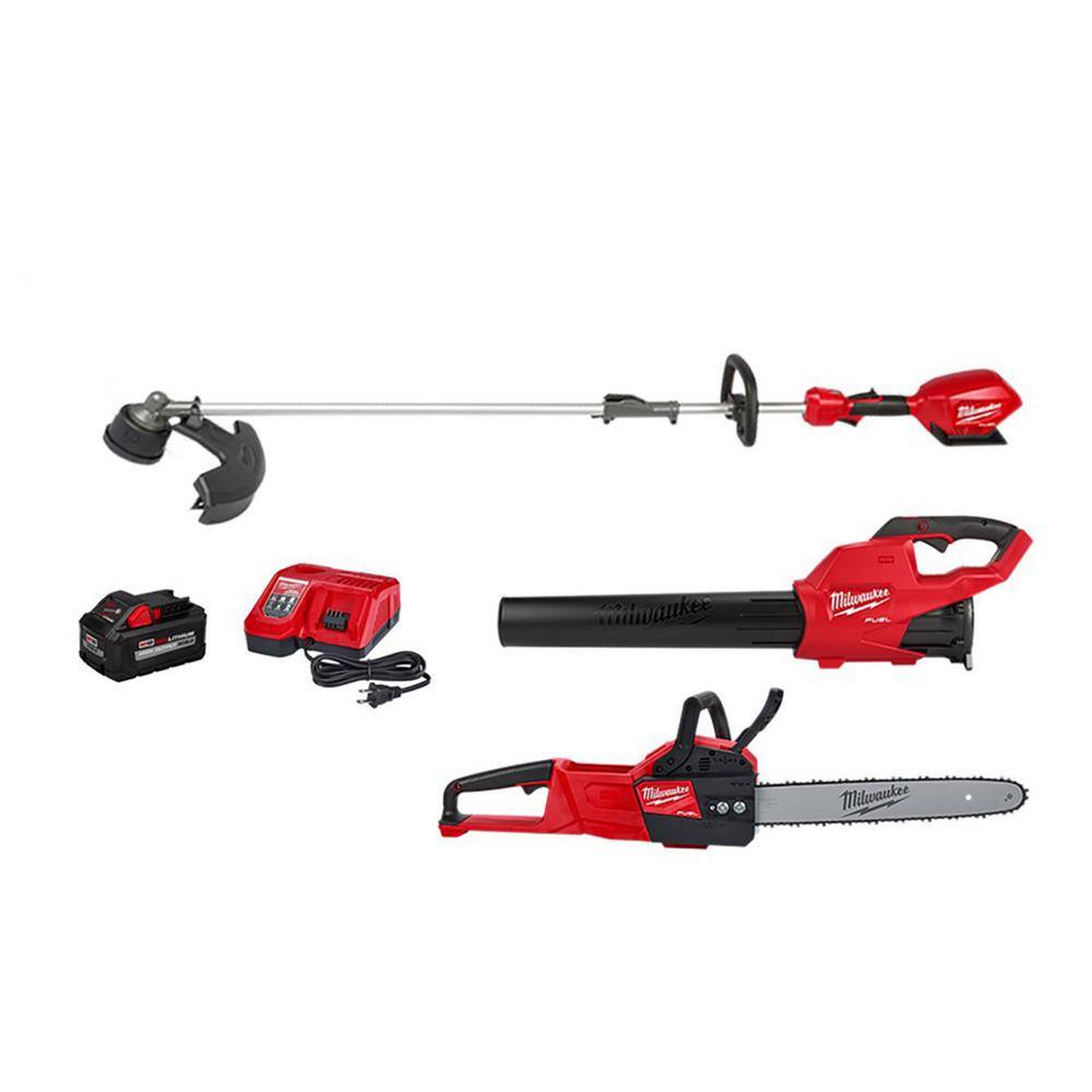 MW M18 FUEL 18-Volt Lithium-Ion Brushless Cordless QUIK-LOK String TrimmerBlower Combo Kit with Chainsaw (3-Tool) 3000-21-2727-20