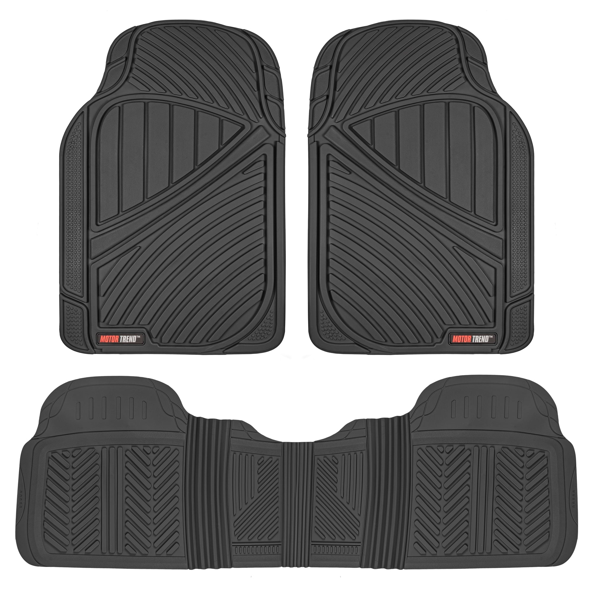 Motor Trend FlexTough Floor Mats for Car SUV and Van 3 Rows， Odorless EcoClean Liners， 3 Colors