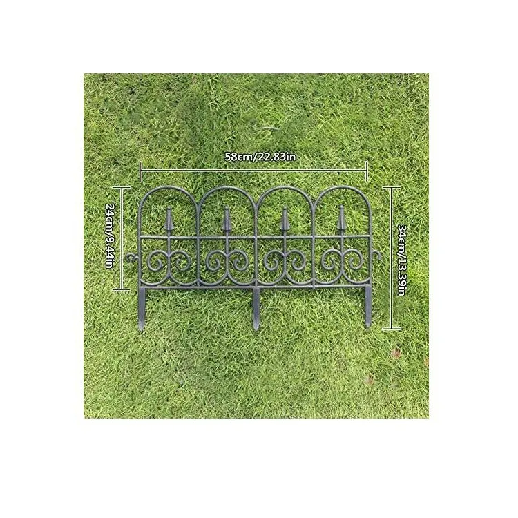 Home Garden Solar Powered  Led Light Cast Iron Effect Interlocking Venice Lawn Garden Edging Fence Border/