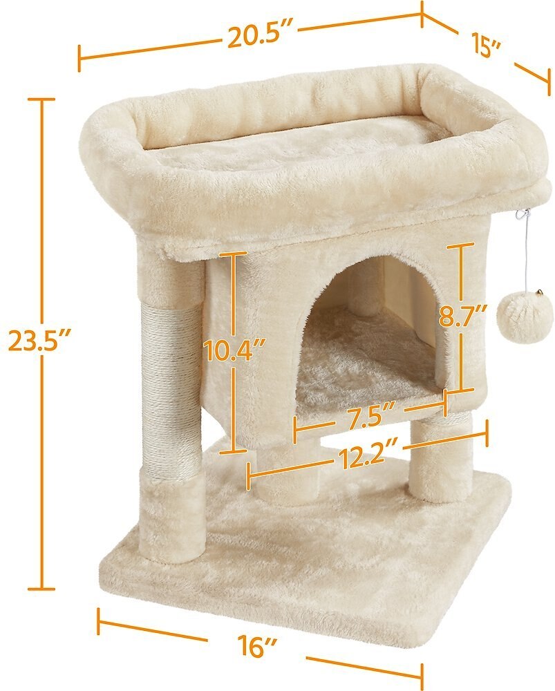 Yaheetech 2-Level 23.5-in Plush Cat Tree and Condo