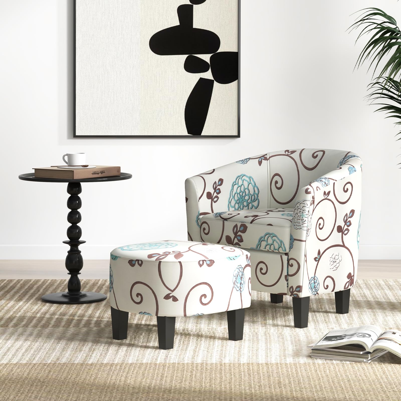 Giantex Small Accent Chair with Ottoman Set