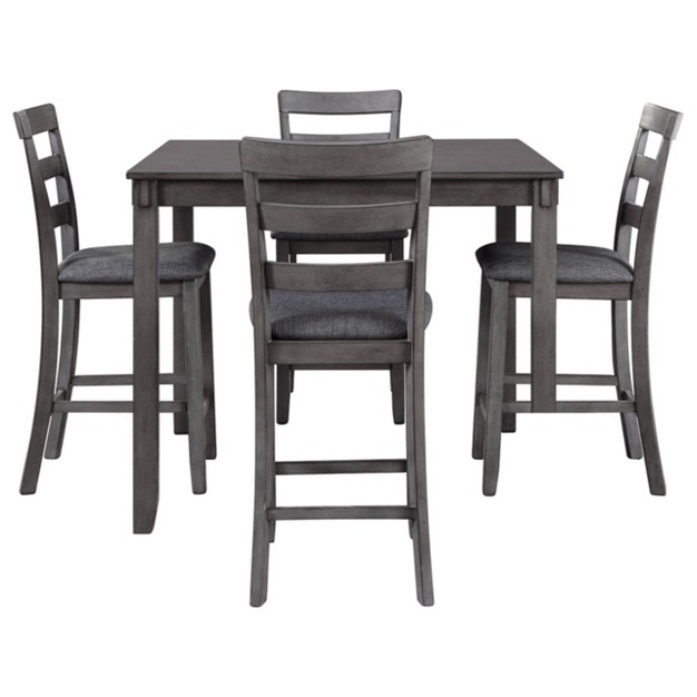 Set Of 5 Bridson Counter Height Dining Table And Barstools Gray Signature Design By Ashley